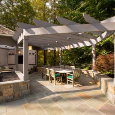Outdoor Dining Room With Pergola