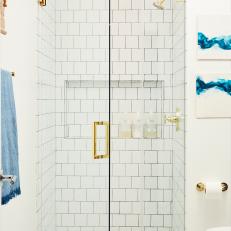 Contemporary Bathroom With Clean White Tile Shower