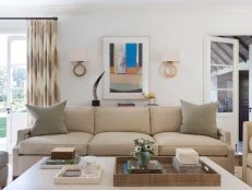 Neutral, Contemporary Living Room With Abstract Art