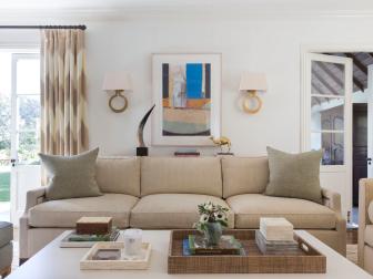 Neutral, Contemporary Living Room With Abstract Art