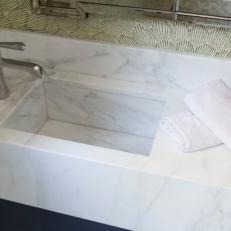 Chic Marble Countertop in Transitional Bathroom