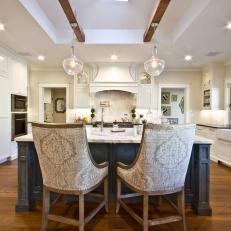 Stunning Kitchen With Island Seating, Hardwood Floor