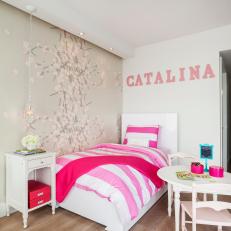 Little Girl's Bedroom With Pink Accents