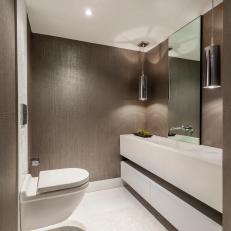 Modern Powder Room in Taupe and White