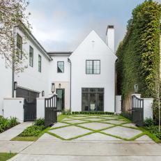 White Exterior and Driveway With Diamond Pattern