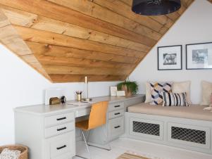 Contemporary Attic Nook with Built-In Bench