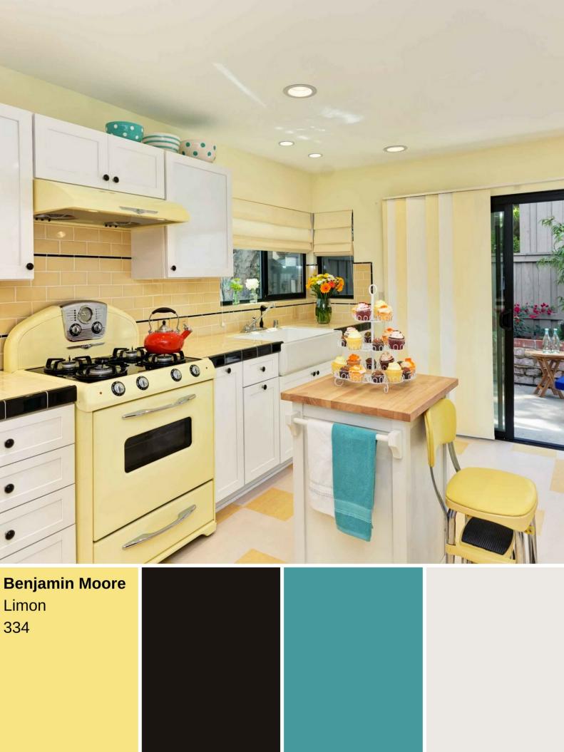 Vibrant and full of energy, lemon is the perfect color for spring. The hue’s warming nature fits perfectly in any room but if you’re going for the unexpected, try using it in your kitchen. Balance the space with flashes of teal and anchor it with black trim.