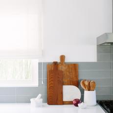 White Kitchen Countertop and Wood Cutting Boards