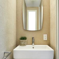 Neutral Powder Room With Plant