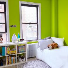 Green Kid's Room With Bulldog Toy