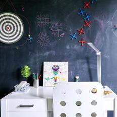 White Kids Desk and Chalkboard Wall