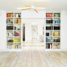 Library Wall With White Shelves