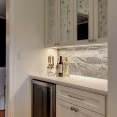 White Butler's Pantry With Mirrored Cabinets