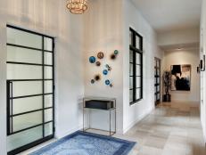 Contemporary Foyer With Blue Rug