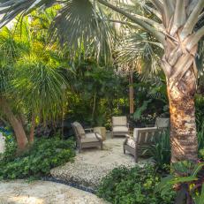 Outdoor Sitting Area Shaded by Palms