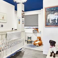 Beautiful Contemporary Nursery With Bright Blue Ceiling