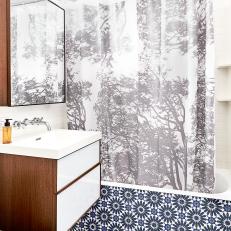 Small Contemporary Bathroom With Bold Patterns