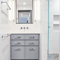 Sleek, Contemporary Bathroom With Light Gray Vanity