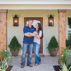 Chip and Joanna Gaines in Front of Barker Home