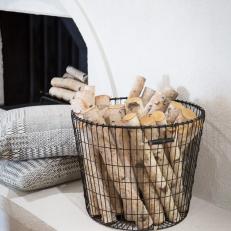Wire Basket With Fireplace Logs
