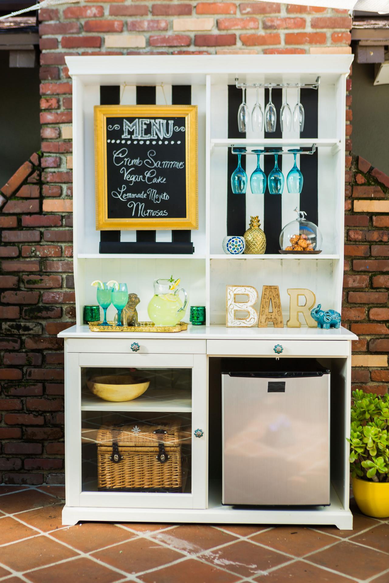 Upcycle A Hutch Into An Outdoor Bar And Buffet Hgtv
