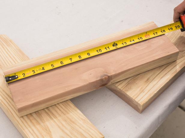 To avoid using a saw, have the home improvement center do the cuts for you. You’ll need 4 pieces of 2 in. x 6 in. s lumber, cut to 18-inches long.