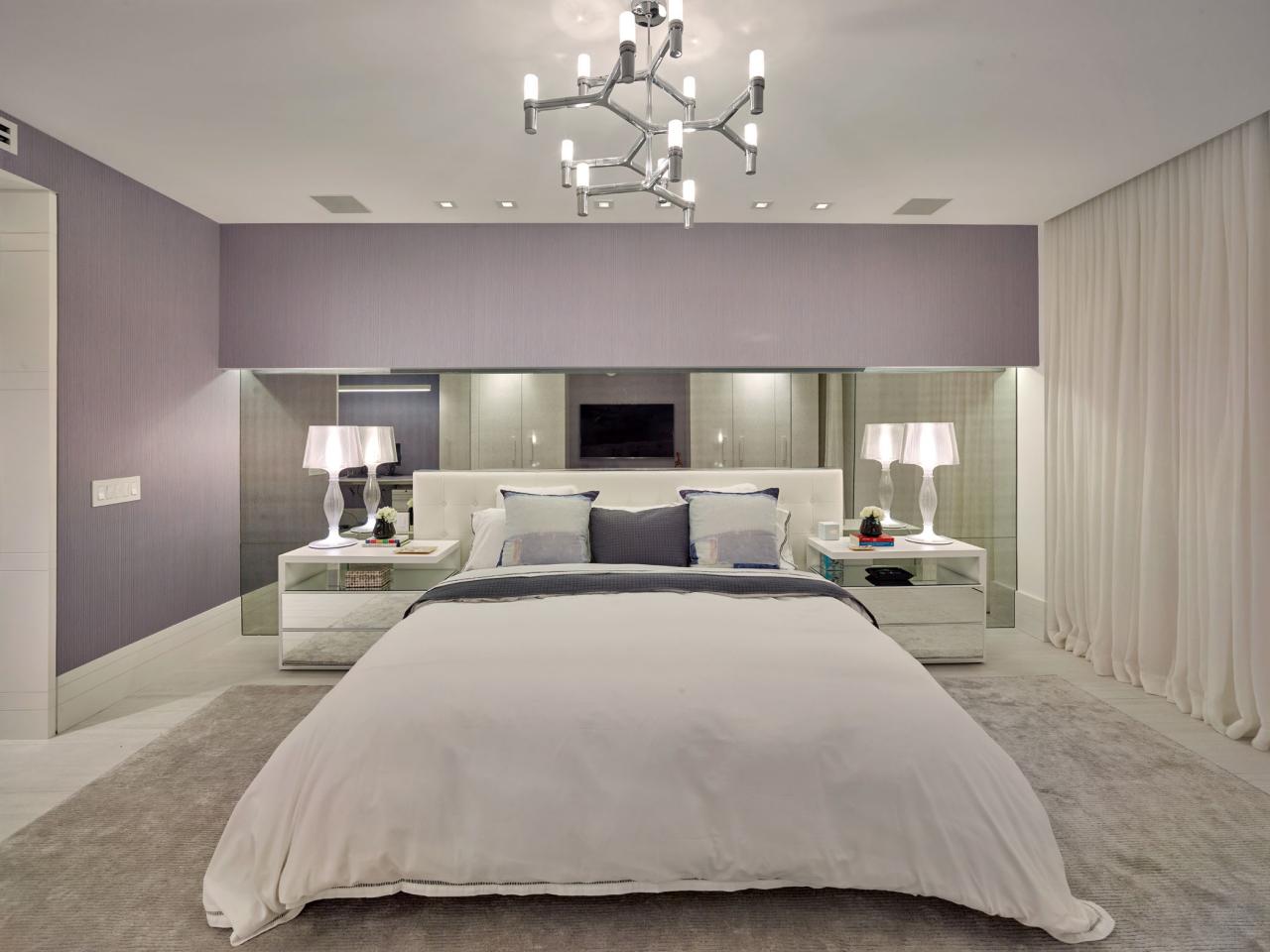 Gray and Purple Art Deco Master Bedroom | HGTV