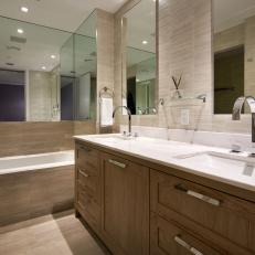 Neutral Modern Bathroom With Mirrors