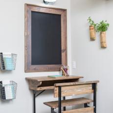 Kid's Room with Schoolhouse Style Desk and Chalkboard