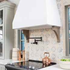 Neutral Rustic Kitchen with White Range Hood 