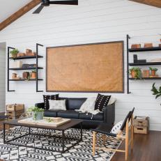 Living Room With Shiplap Walls