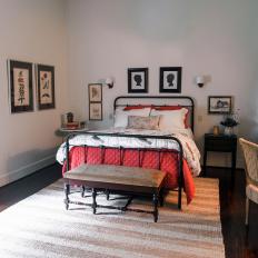 Classic White Master Bedroom with Hardwood Flooring
