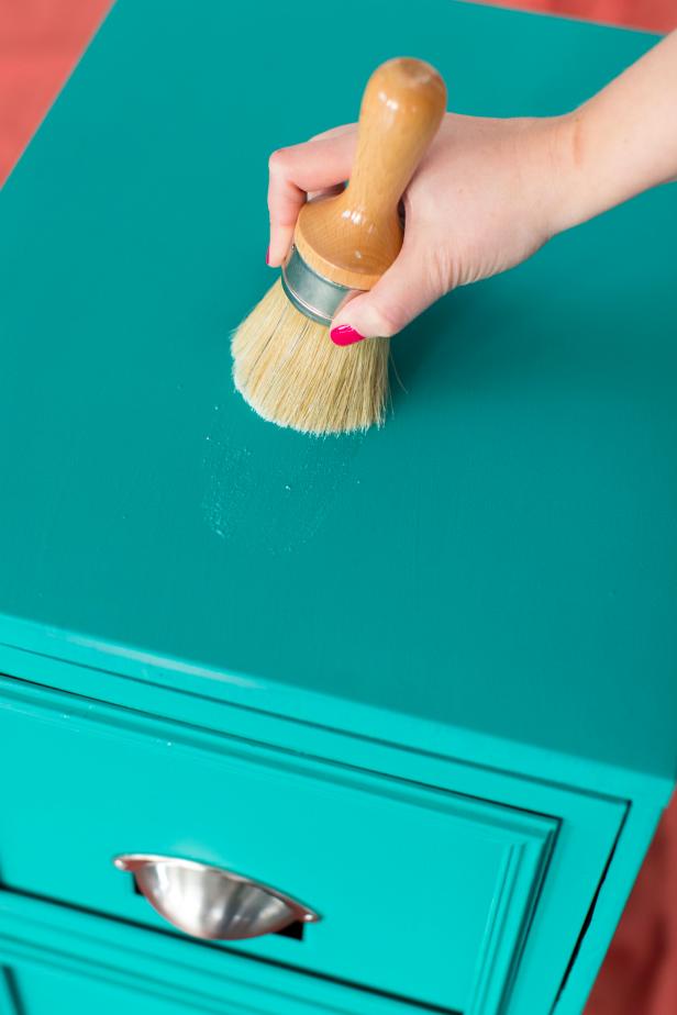 Adding Clear Wax to Filing Cabinet