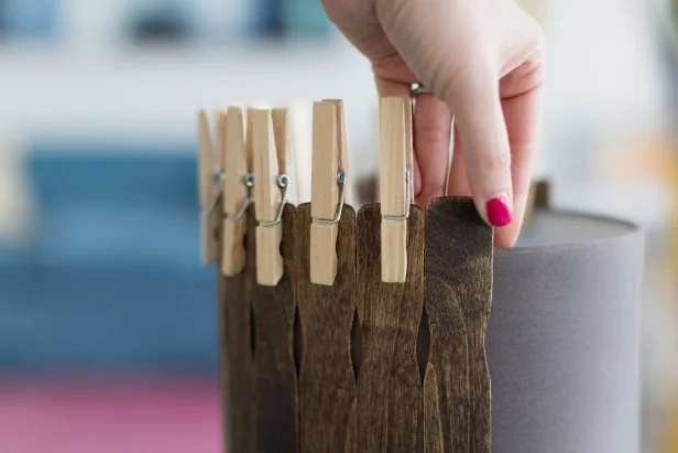 Add Clothespins Onto Lampshade