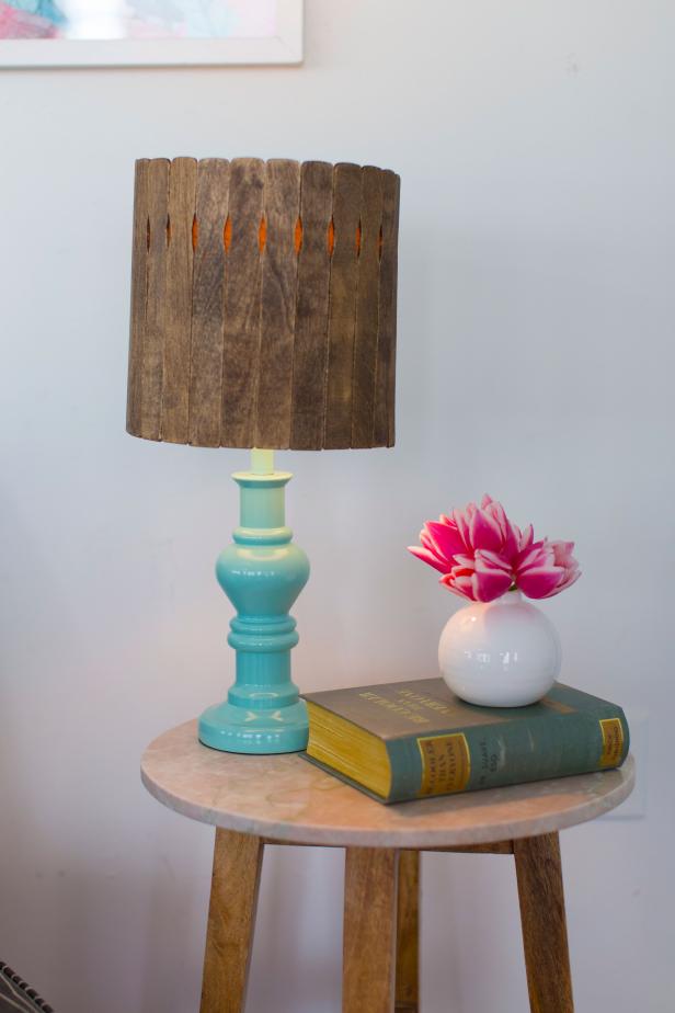 Beauty of Paintstick Lampshade on End Table