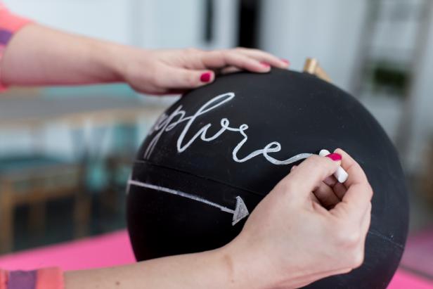 Writing Explore on Chalkboard Painted Globe
