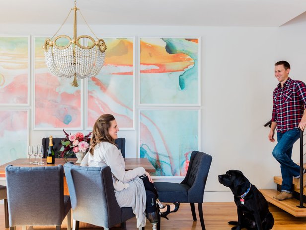 Dining room with custom table