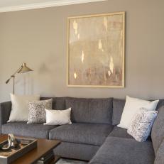 Contemporary Media Room With Gray Sectional