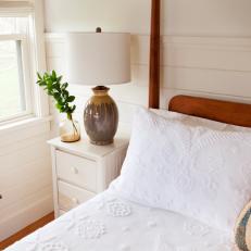 White Nightstand and Duvet in Contemporary Master Bedroom
