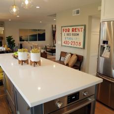 Contemporary Neutral Kitchen with White Countertop Island 