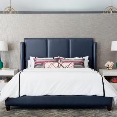 Jewel Tones Add Contrast and Color to Gray Master Bedroom