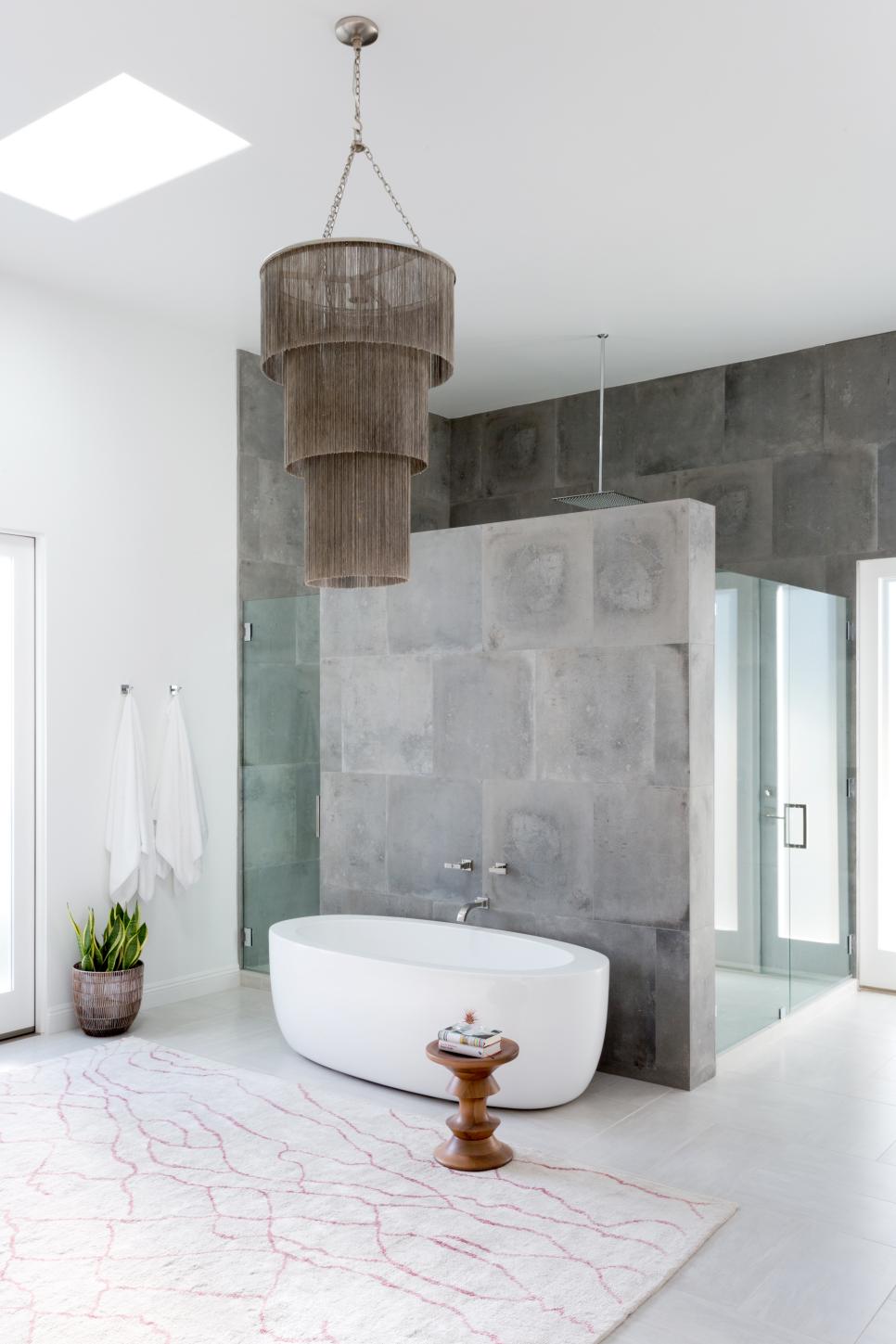 Master Bathroom with Luxurious, Silk Rug