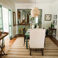 Neutral Cottage Dining Room with Kitchen Peninsula
