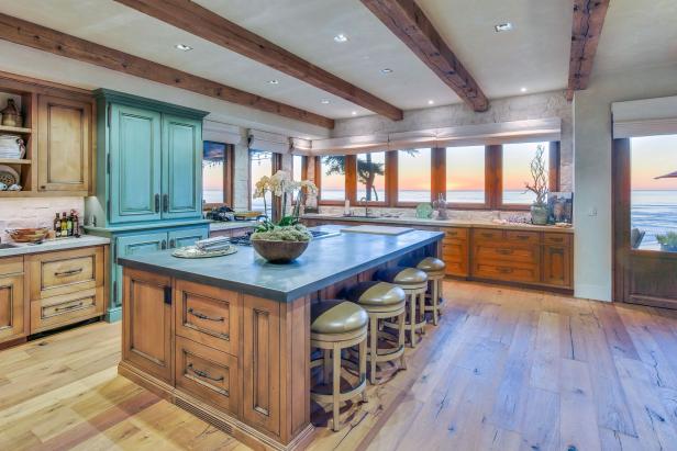 Kitchen With Blue Cabinet