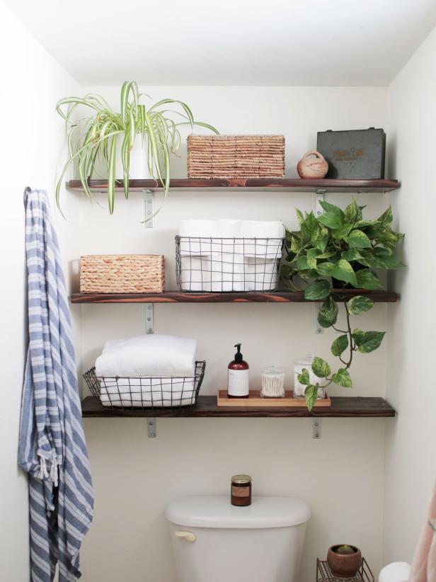 floating shelves bathroom pinterest