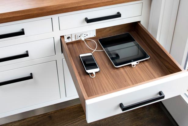 Electronics Charging in Kitchen Drawer