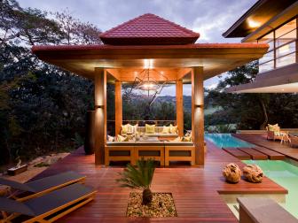 Contemporary Outdoor Living Space With Swimming Pool