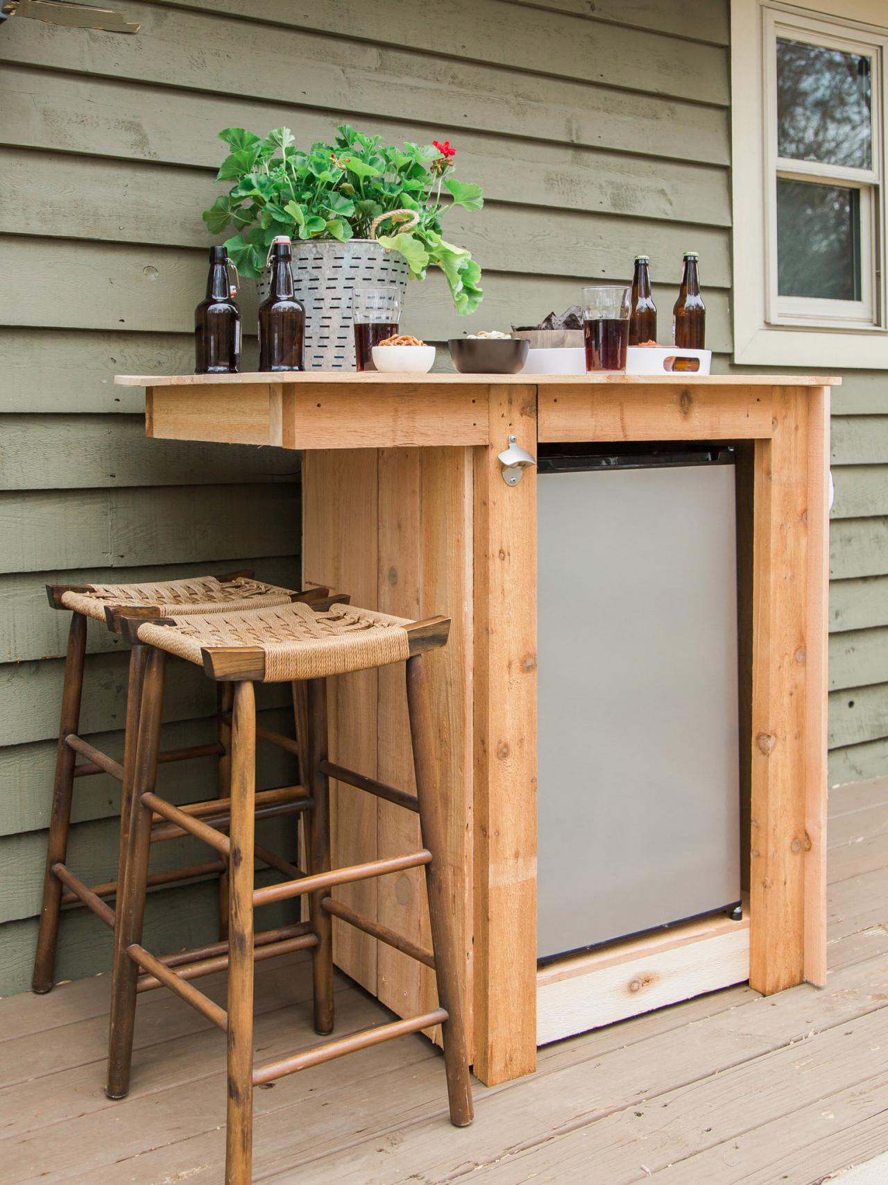 How To Build An Outdoor Minibar, Mini Fridge Cabinet Surround