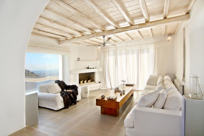 White, Mediterranean Living Room
