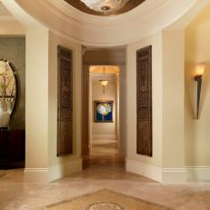 Stunning Foyer With Dome Ceiling and Marble Tile Floors
